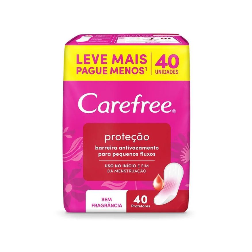 Diário Protetor Carefree Proteção Sem Fragrância 40 Unidades