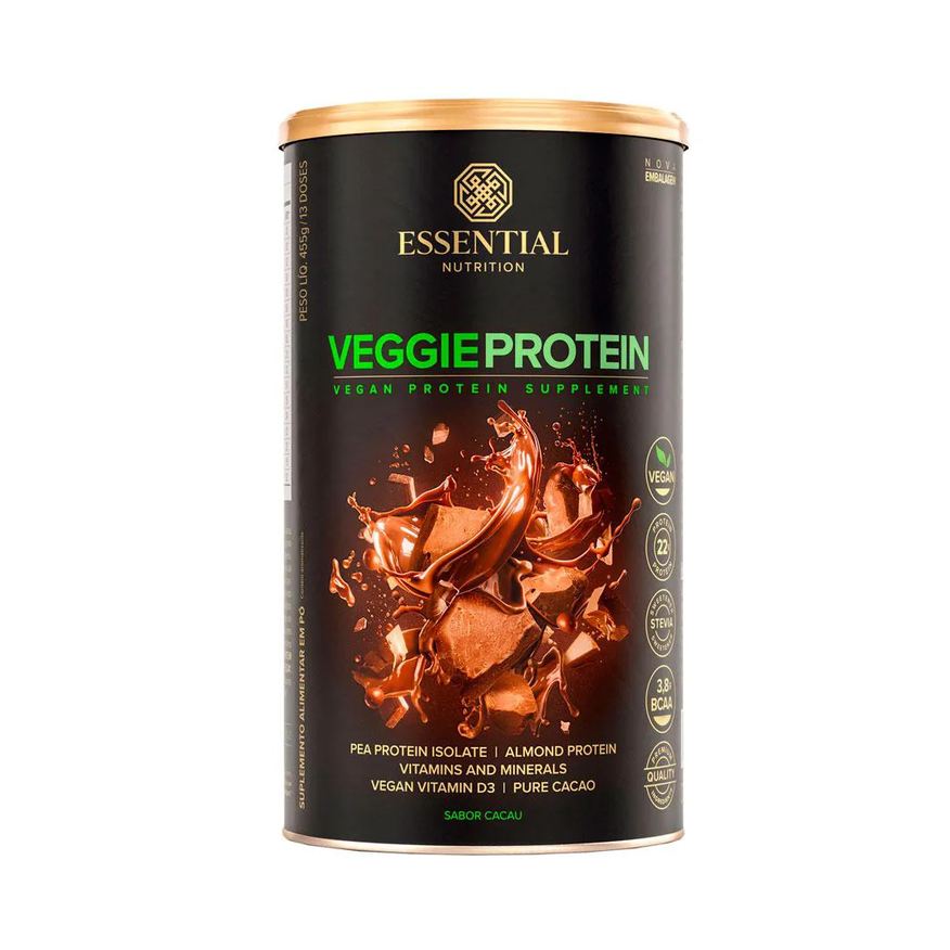 Vegetal Proteína Veggie Protein Cacao Essential Nutrition 455g U Unica