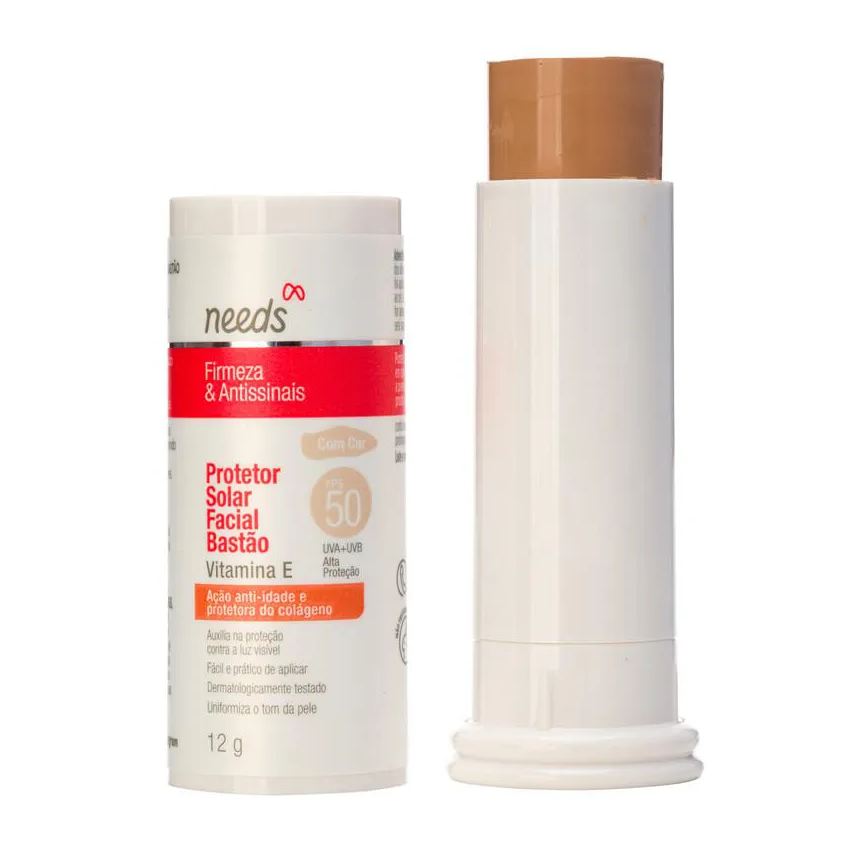 Needs Protetor Solar Facial Firmeza & Antissinais FPS 50 Com Cor Bastão 12g