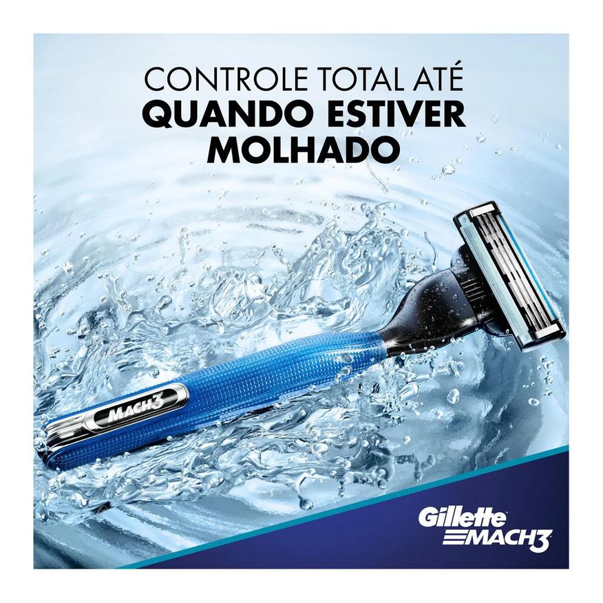 Gillette Aparelho de Barbear Mach3 Acqua Grip + 1 cartucho
