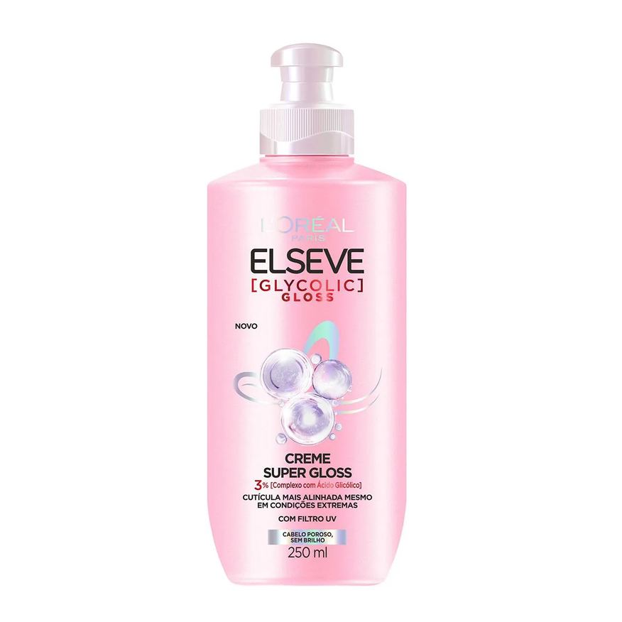 Elseve Creme de Pentear Glycolic Gloss Definição e Brilho com Ácido Glicólico 250ml