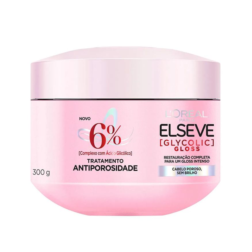 Elseve Máscara de Cabelo Tratamento Antiporosidade Glycolic Gloss Máscara Acidificante e Brilho Intenso 300g