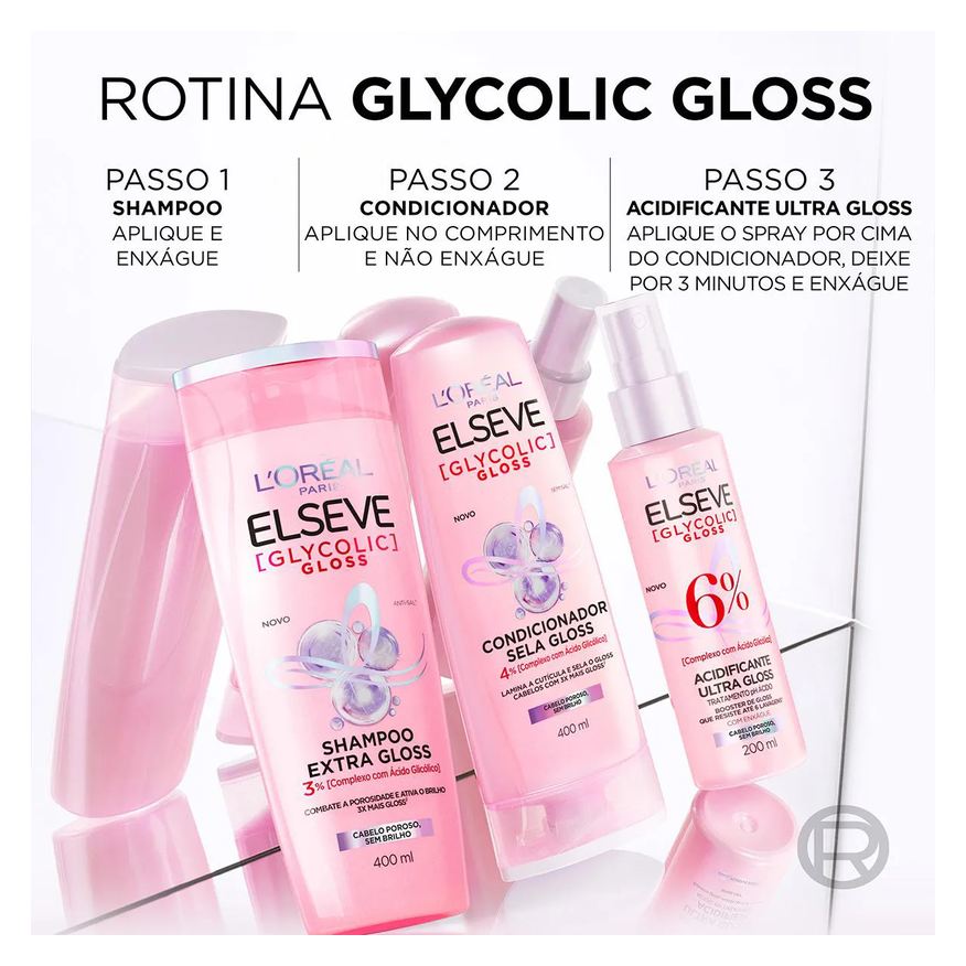 Elseve Spray Acidificante Glycolic Gloss Tratamento Antiporosidade com Ácido Glicólico 200ml