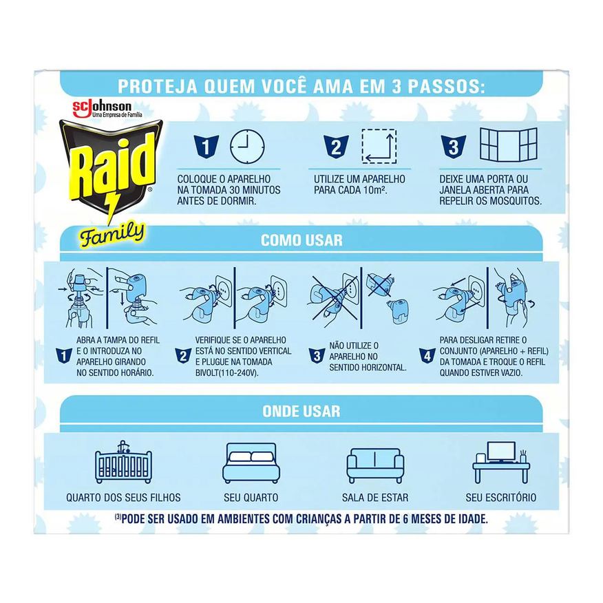 Líquido Repelente Elétrico Raid Family 45 Noites 2 Unidades de 32,9ml cada
