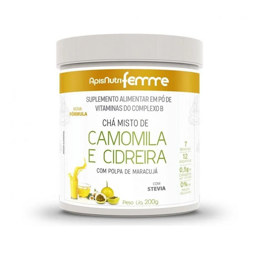 Apisnutri Chá Solúvel (200g) - Sabor: Camomila, Cidreira e Maracujá