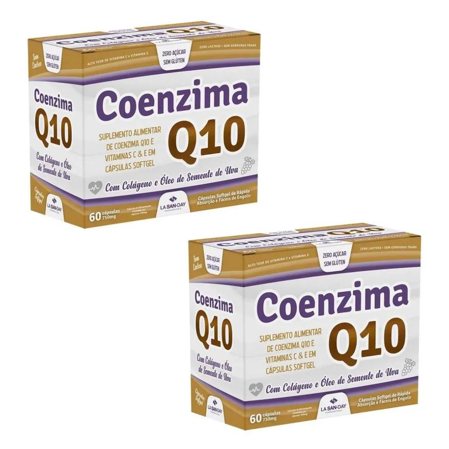 La San Day Kit 2 Unidades Coenzima Q10 Suplemento Alimentar com 60 Comprimidos Cada