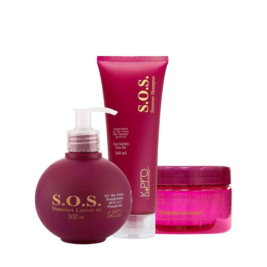 K.Pro Profissional Kit K.pro S.o.s. Summer Shampoo Leave-in e Máscara (3 Produtos)