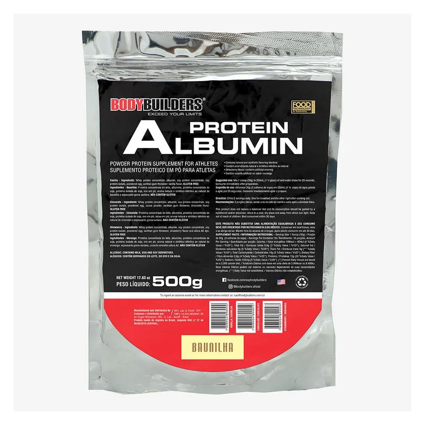 BodyBuilders Albumina Albumin Protein Baunilha Refil 500g