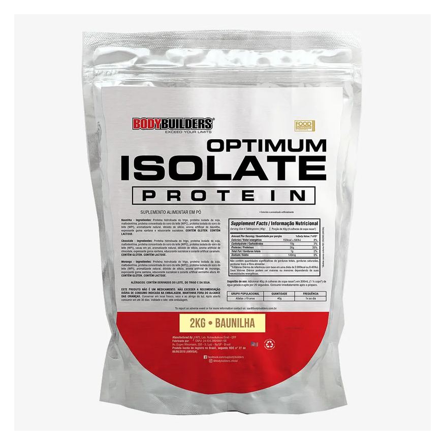 Bodybuilders Optimum Isolate Whey Protein 2kg - Recuperação Muscular - Baunilha