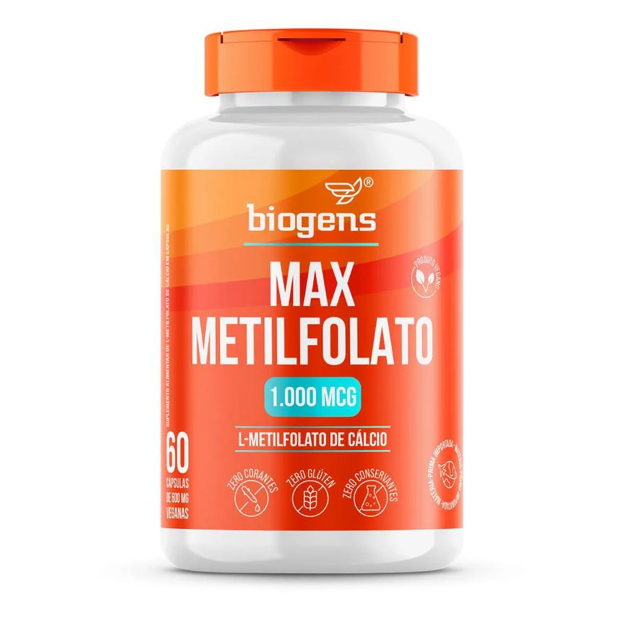 Biogens Max Metilfolato 1000mcg, L-metil Folato, 60 Cápsulas, Neutro