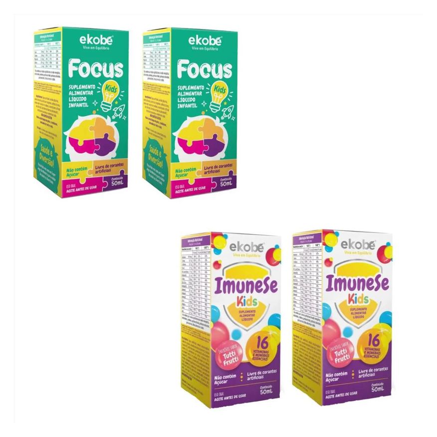 Ekobé Kit Polivitamínico Infantil Focus Kids 2 unidades + Imunese Kids 2 unidades
