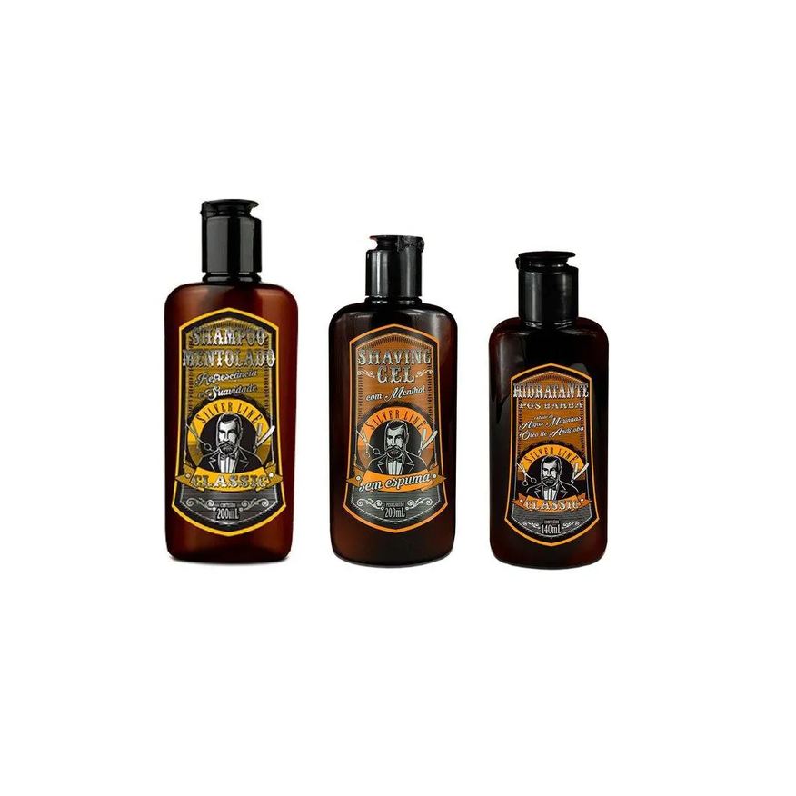 SILVER LINE KIT SHAMPOO MENTOLADO 300ml + SHAVING GEL 200ml + HIDRATANTE PóS BARBA 140ml