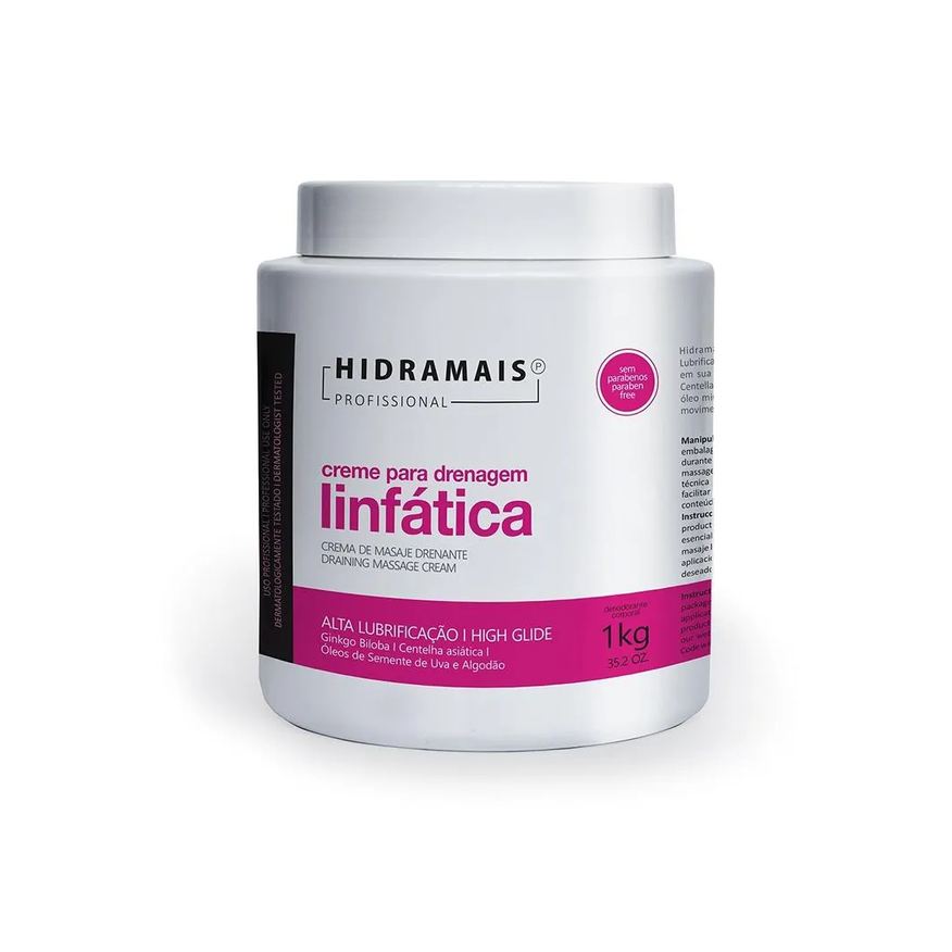 Hidramais Creme de Massagem Drenagem Linfática - Alta Lubrificação - 1000g