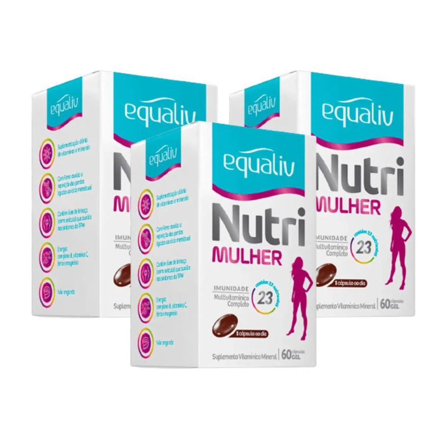 Equaliv Kit Suplemento Polivitamínico Nutri Mulher 60 Cápsulas Gelatinosas - 3 Unidades