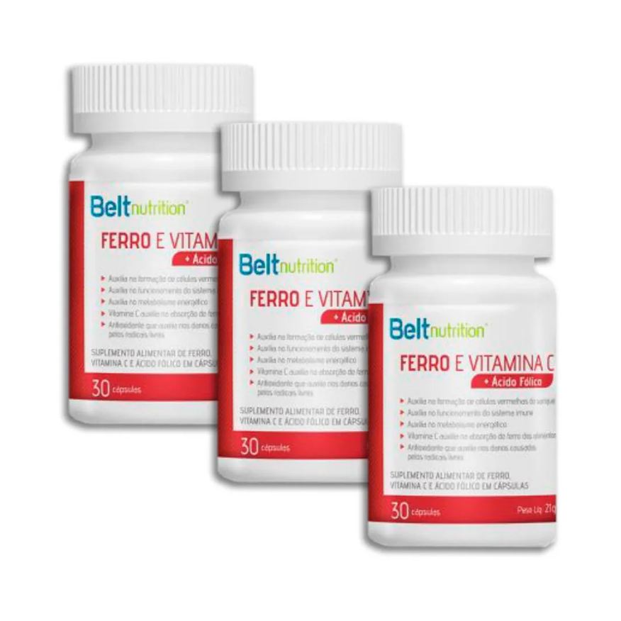 Belt Nutrition 3x Multivitamínico Belt Ferro com Vitamina C+ácido Fólico