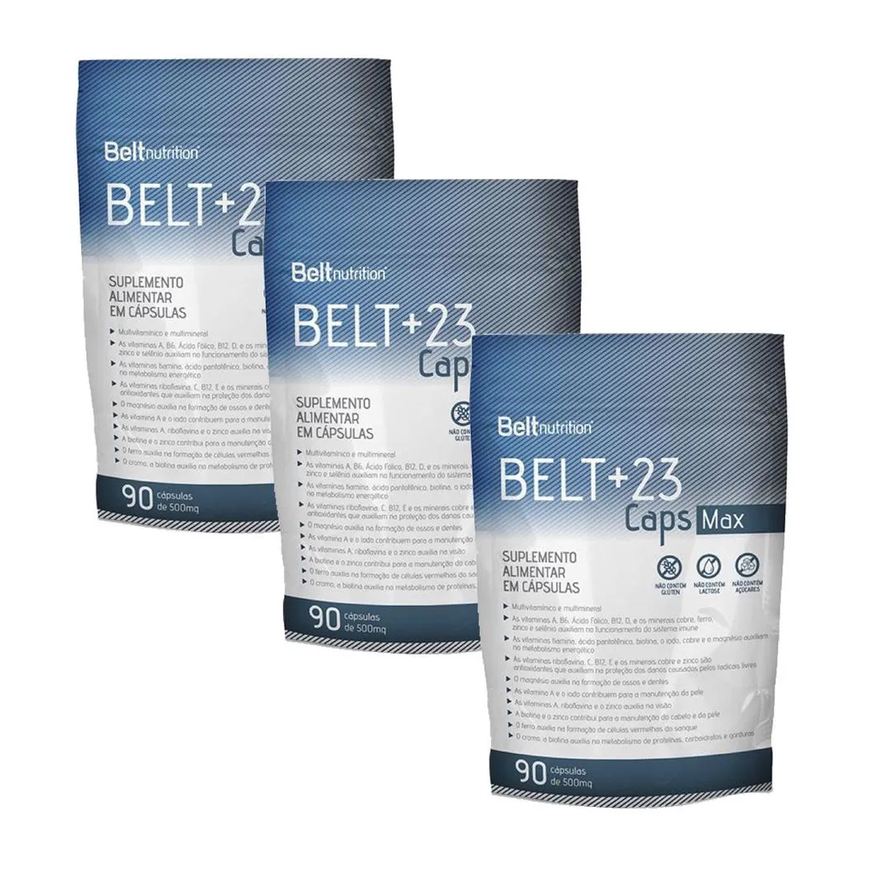 Belt Nutrition 3x Belt +23 cápsulas Max Pacote - Multivitamínico - 90 Cápsulas.