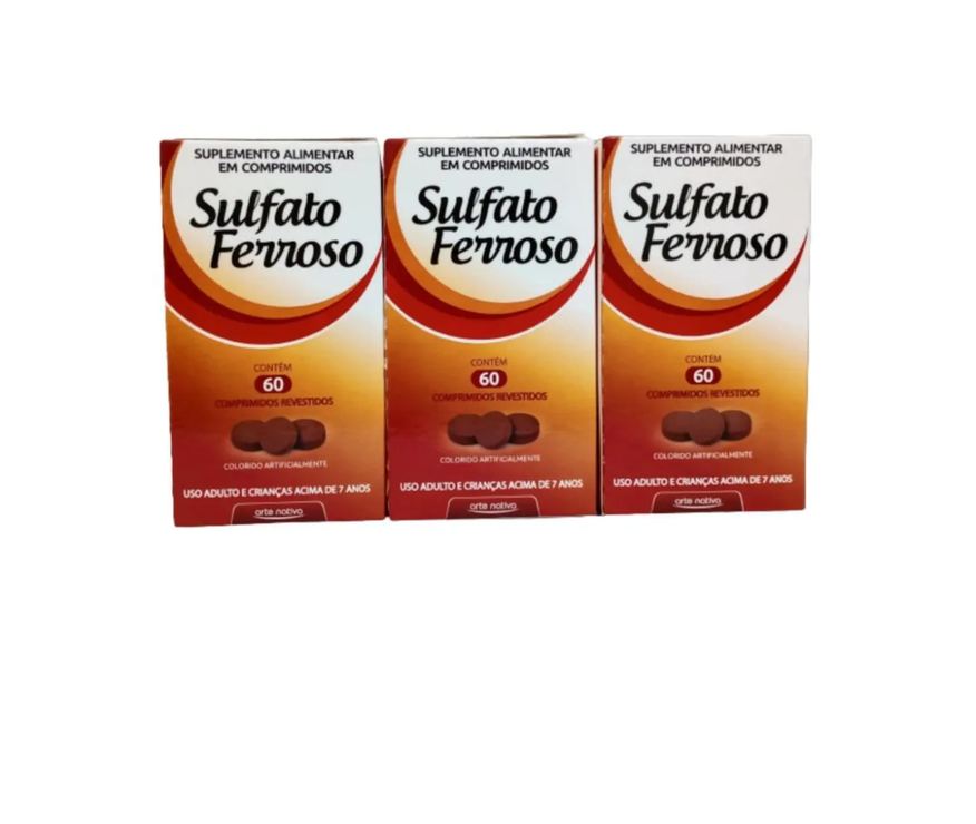 Arte Nativa Kit C/3 Sulfato Ferroso C/60 comprimidos