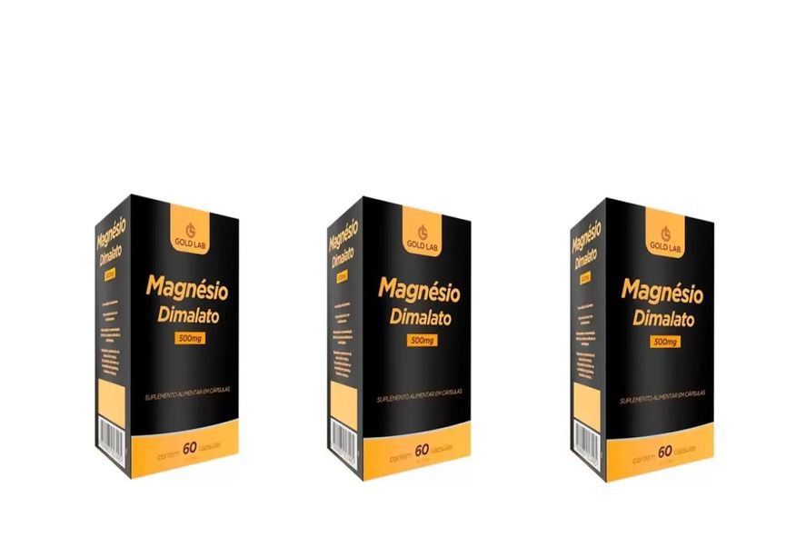 Gold Lab Kit C/3 Magnésio Dimalato 500mg C/60 cápsulas