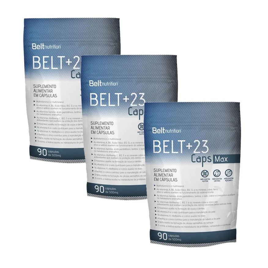Belt Nutrition 3x Belt +23 cápsulas Max Pacote-multivitamínico-90 Cápsulas.