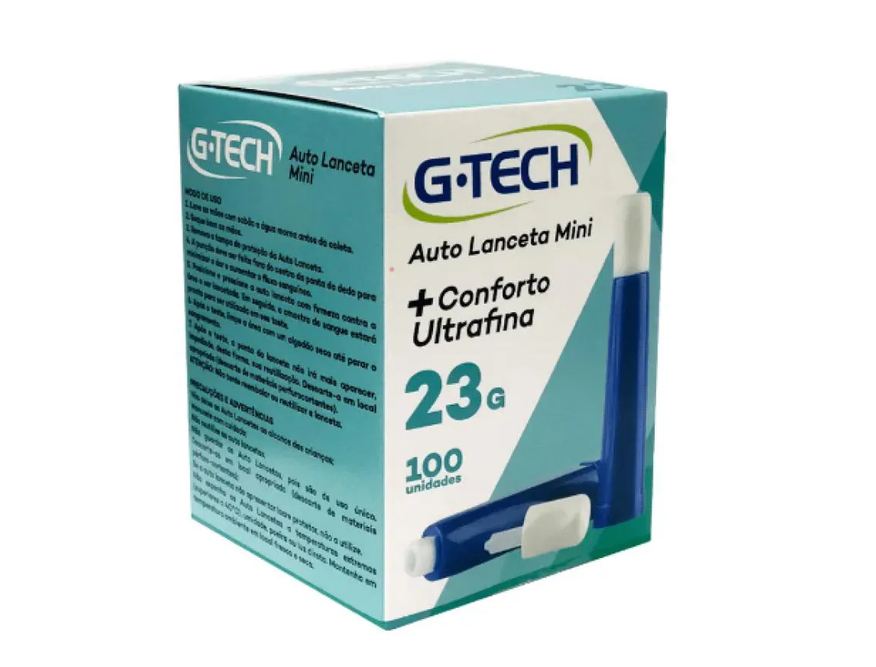 G-tech Auto Lanceta Mini 23g 100 unidades Ultrafina Conforto