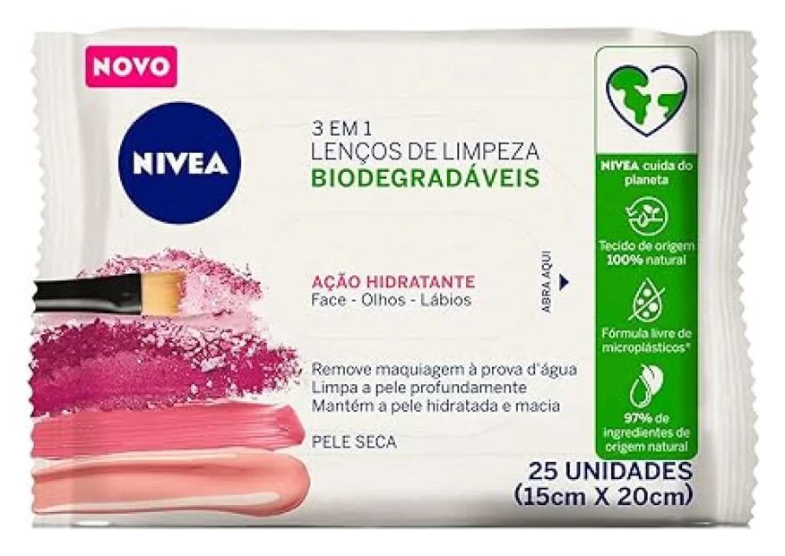 Nivea Lenço Demaquilante 3 em 1 Ação Hidratante 25 unidades
