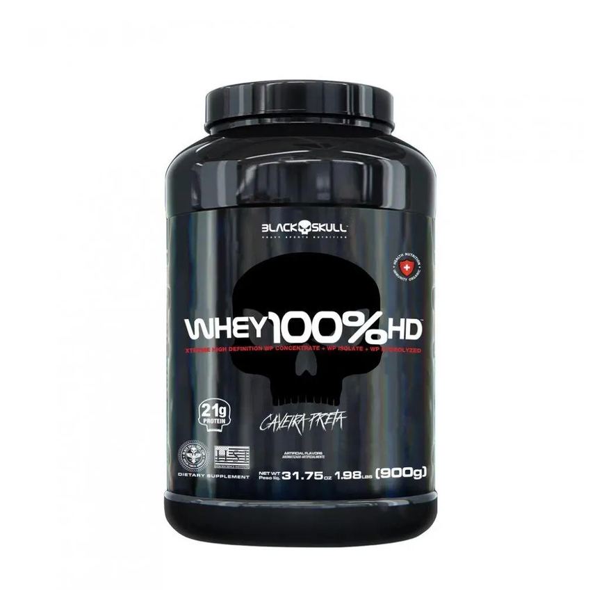 Black Skull Whey 100% Hd Pote (900g) - Sabor: Baunilha
