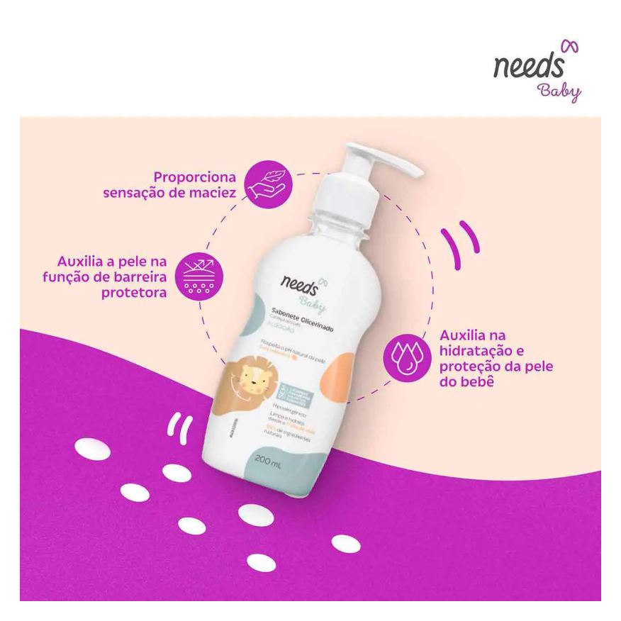 Needs Sabonete de Glicerina Líquido Baby Algodão 200ml