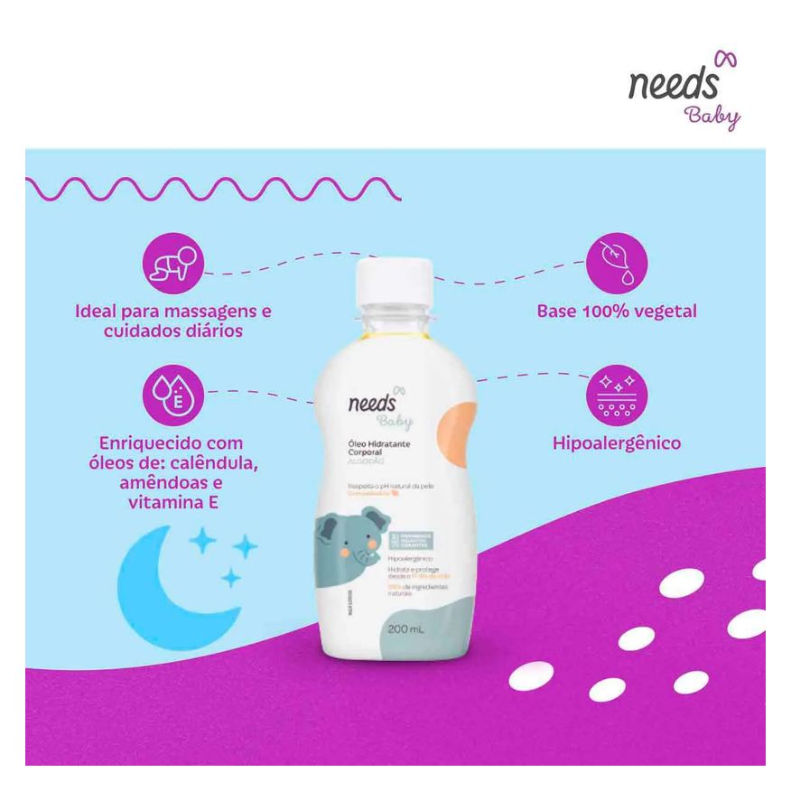 Needs Óleo Hidratante Corporal Infantil Baby Algodão 200ml