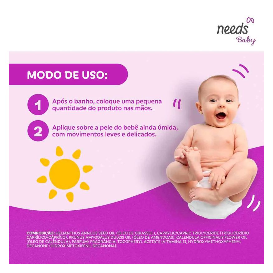 Needs Óleo Hidratante Corporal Infantil Baby Algodão 200ml