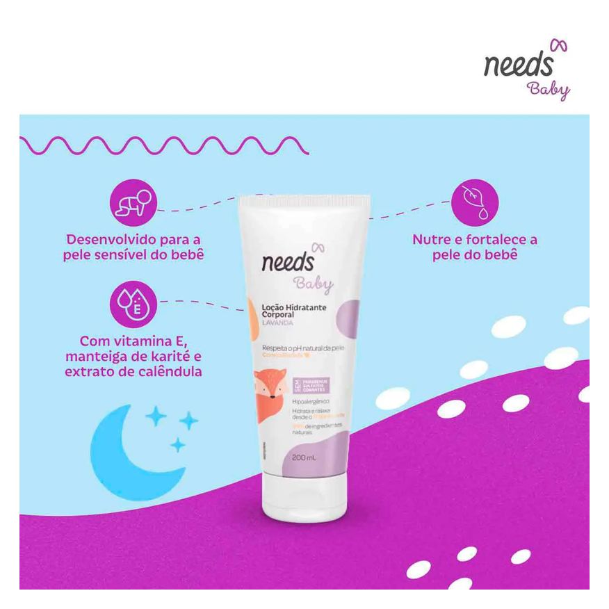 Needs Hidratante Corporal Infantil Baby Lavanda 200ml