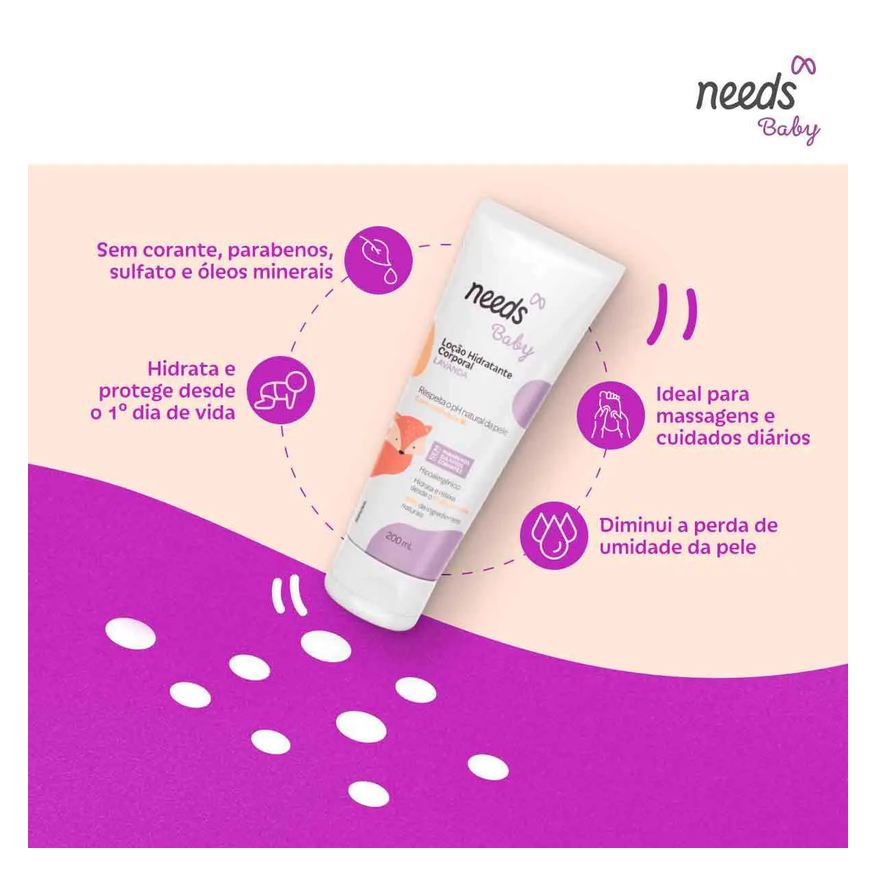 Needs Hidratante Corporal Infantil Baby Lavanda 200ml