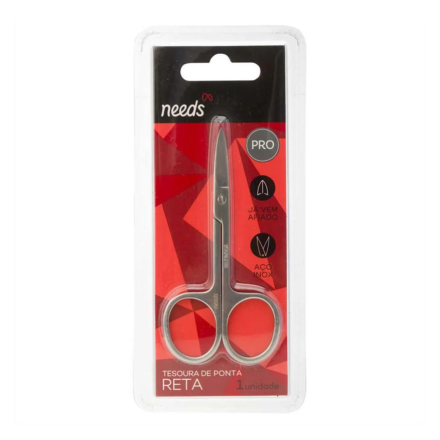 Needs Tesoura de Unha PRO Ponta Reta 1 Unidade