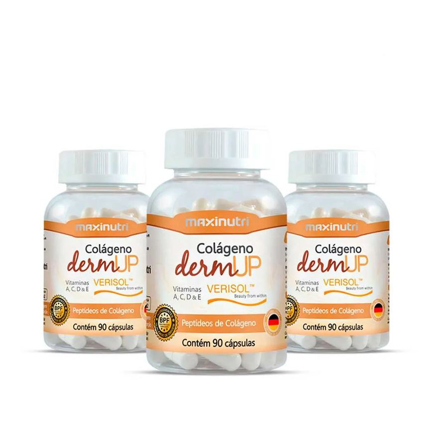 Maxinutri Kit 3 Colágeno Dermup Verisol Vitaminas A-c-d-e 90 cápsulas