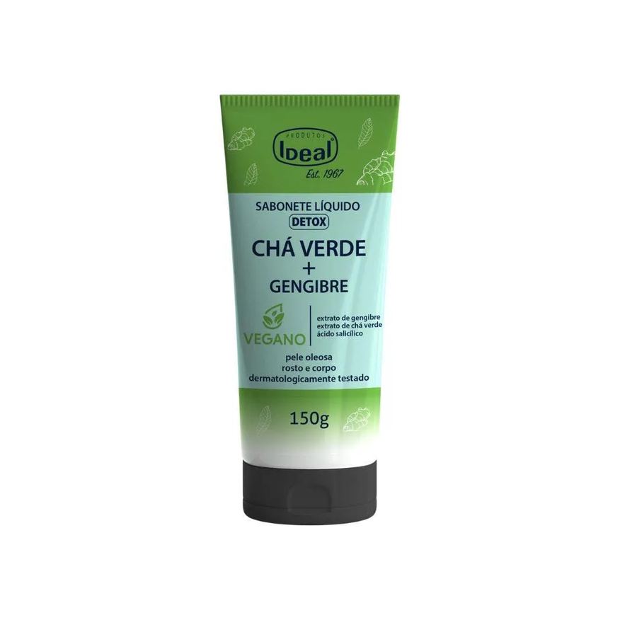 Ideal Cosméticos Sabonete Líquido Ideal Rosto e Corpo Detox Chá Verde e Gengibre 150ml