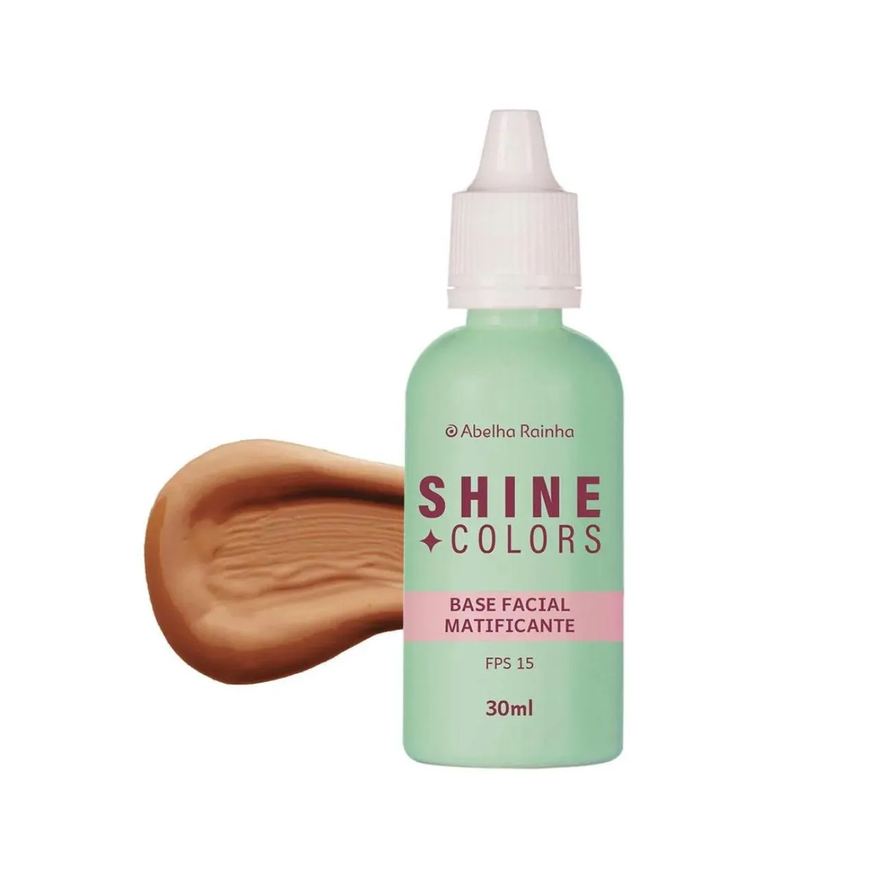 Abelha Rainha Base Líquida Matificante Fps 15 Areia Shine Colors 30ml