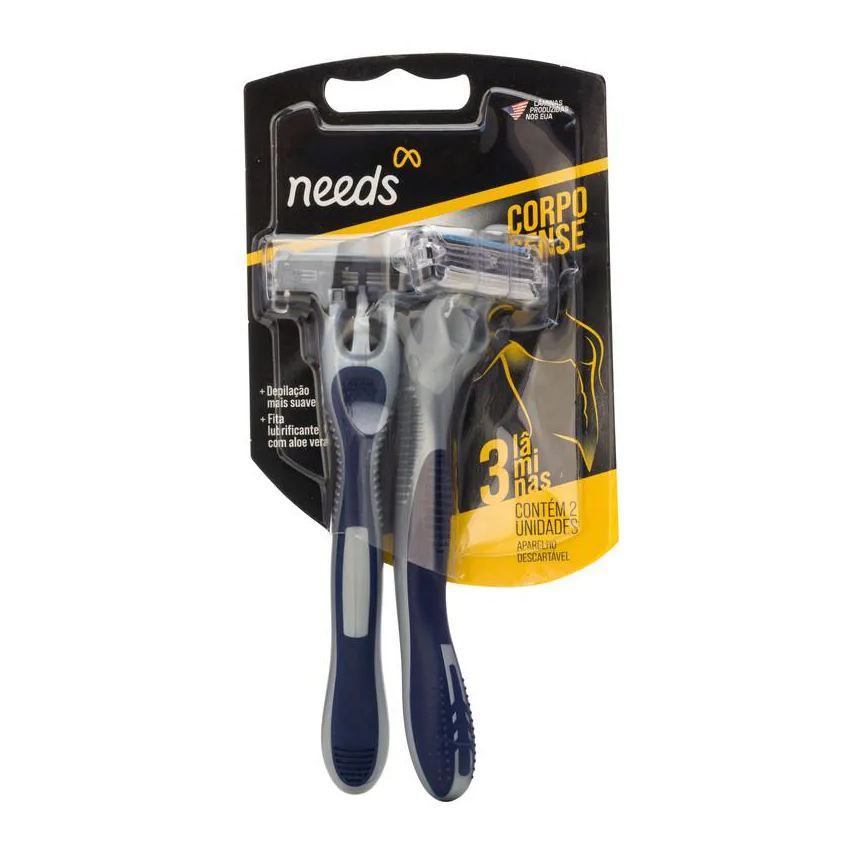 Needs Aparelho de Barbear Corpo Sense Descartável 3Lâminas 2 unidades