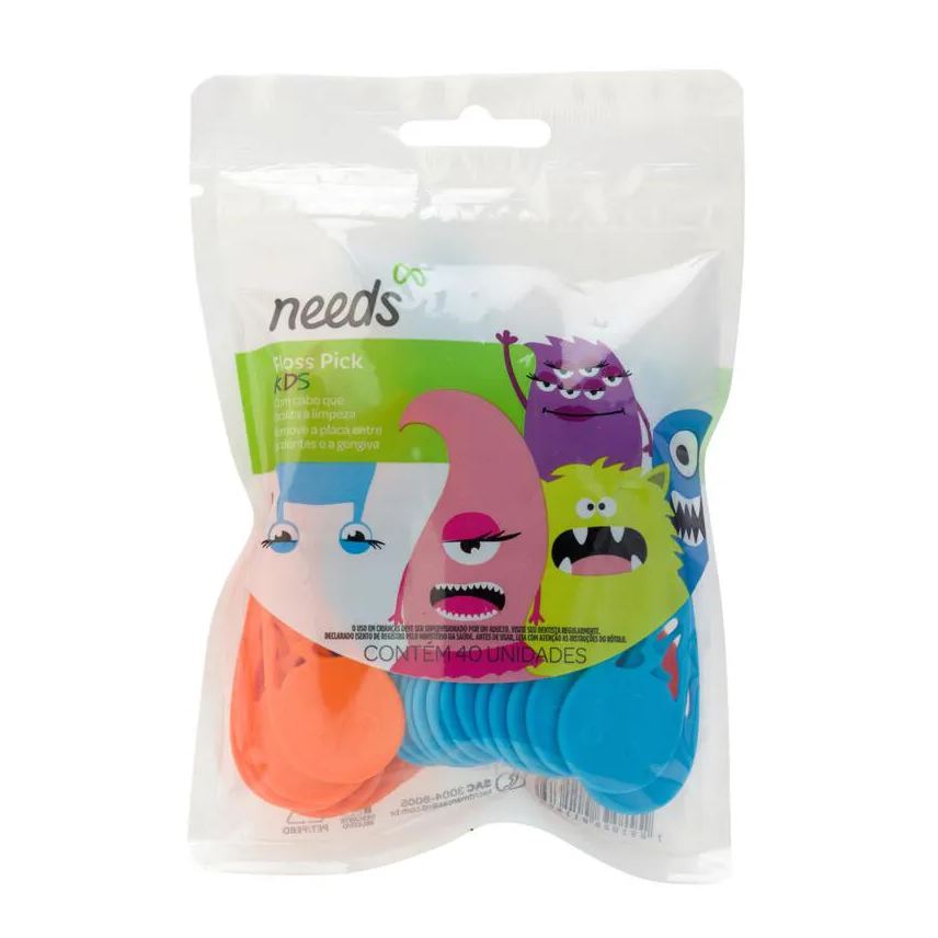Needs Fio Dental Infantil Floss Pick Kids 40 Unidades
