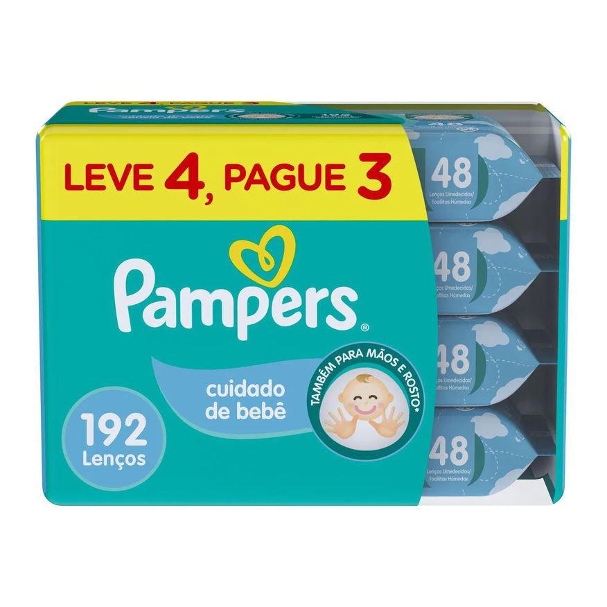Pampers Kit Lenço Umedecido Cuidado do Bebê 48 unidades 4 pacotes