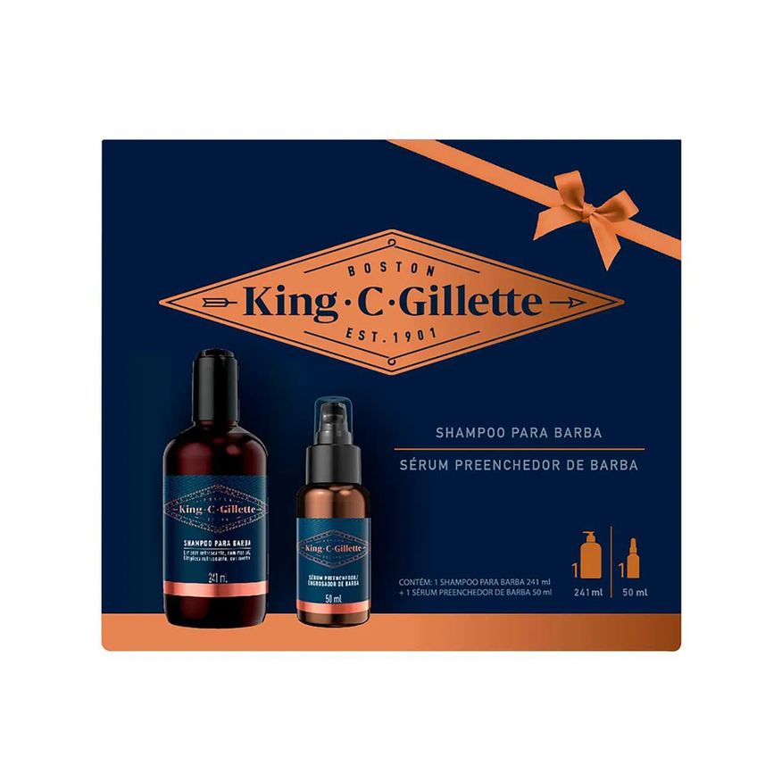 Gillette Kit King C. para Barba Shampoo 241ml + Sérum Preenchedor 50ml