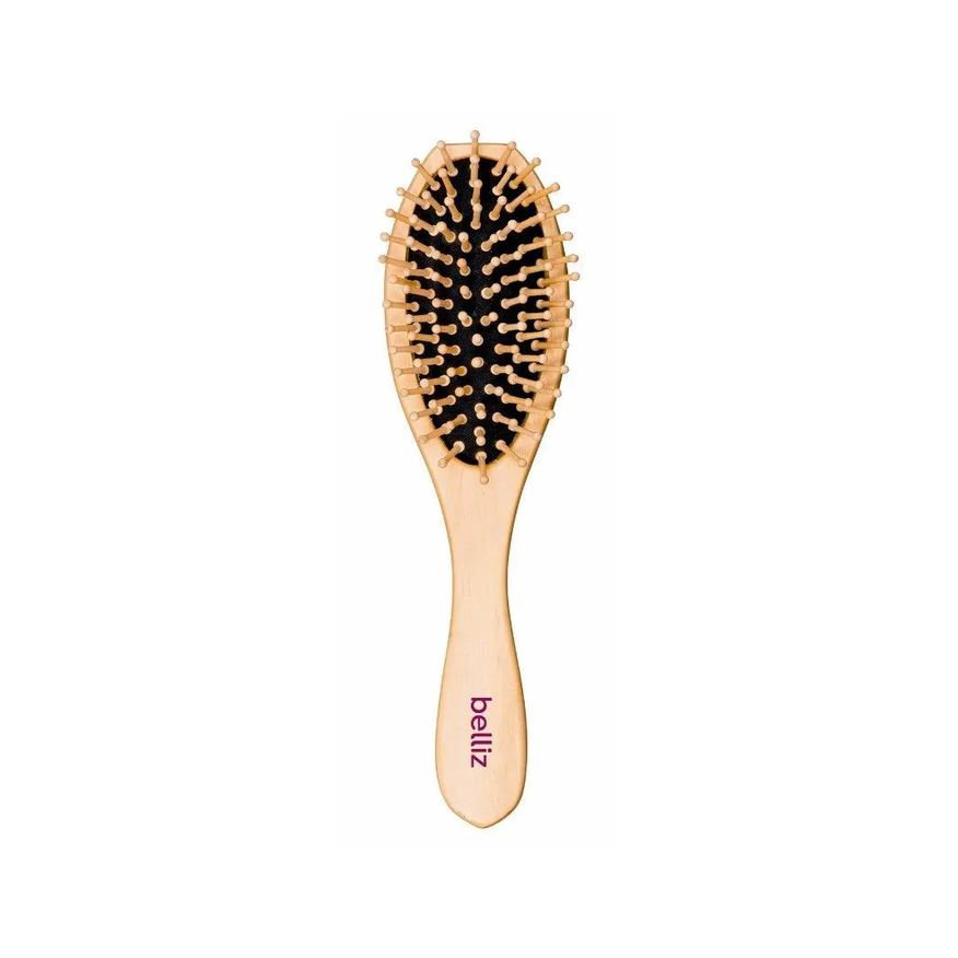 Big Universo Escova de Cabelo Belliz Wood Oval Cerdas de Madeira