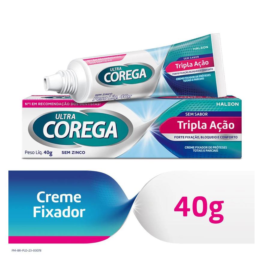 Fixador Creme de Dentadura Ultra Corega Tripla Ação Sem Sabor 40g