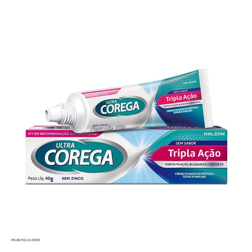 Fixador Creme de Dentadura Ultra Corega Tripla Ação Sem Sabor 40g
