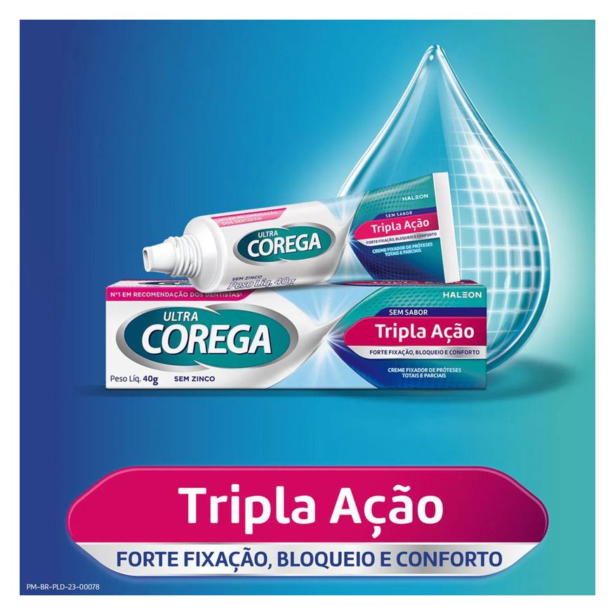 Fixador Creme de Dentadura Ultra Corega Tripla Ação Sem Sabor 40g