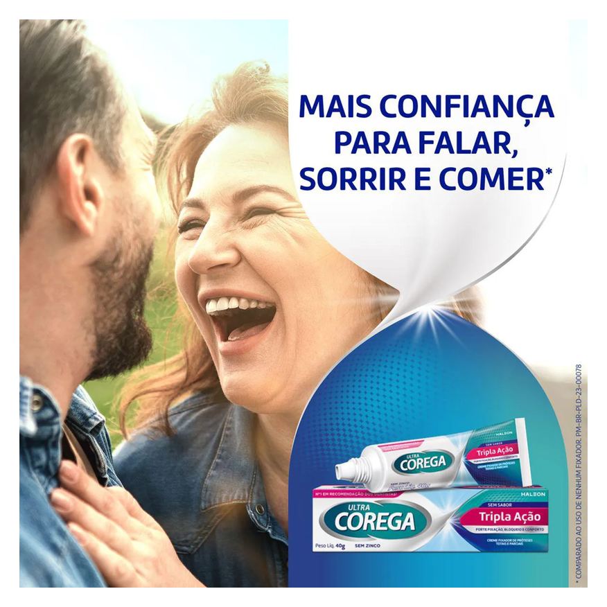 Corega Kit Creme Fixador Ultra Tripla Ação Sem sabor 70g + Tabs Limpeza 3 Minutos 6 Pastilhas