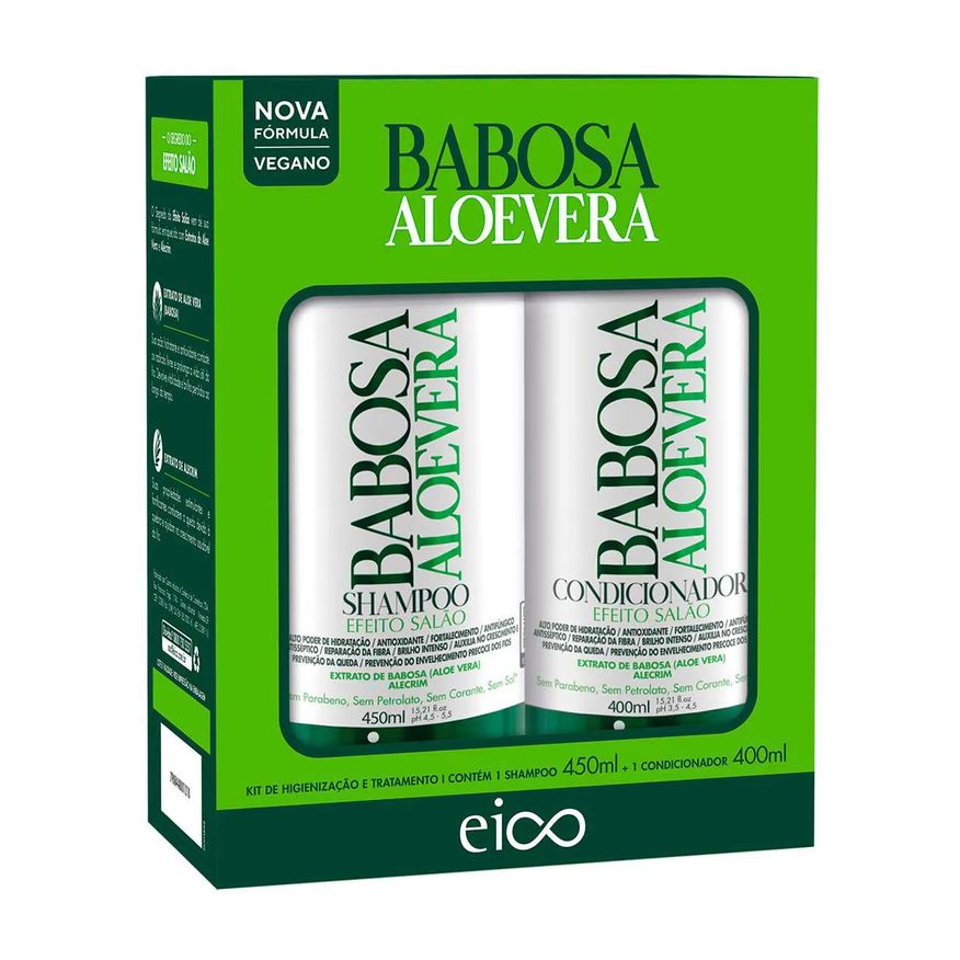 Eico Kit Cosméticos Babosa Aloevera Shampoo 450ml + Condicionador 400ml