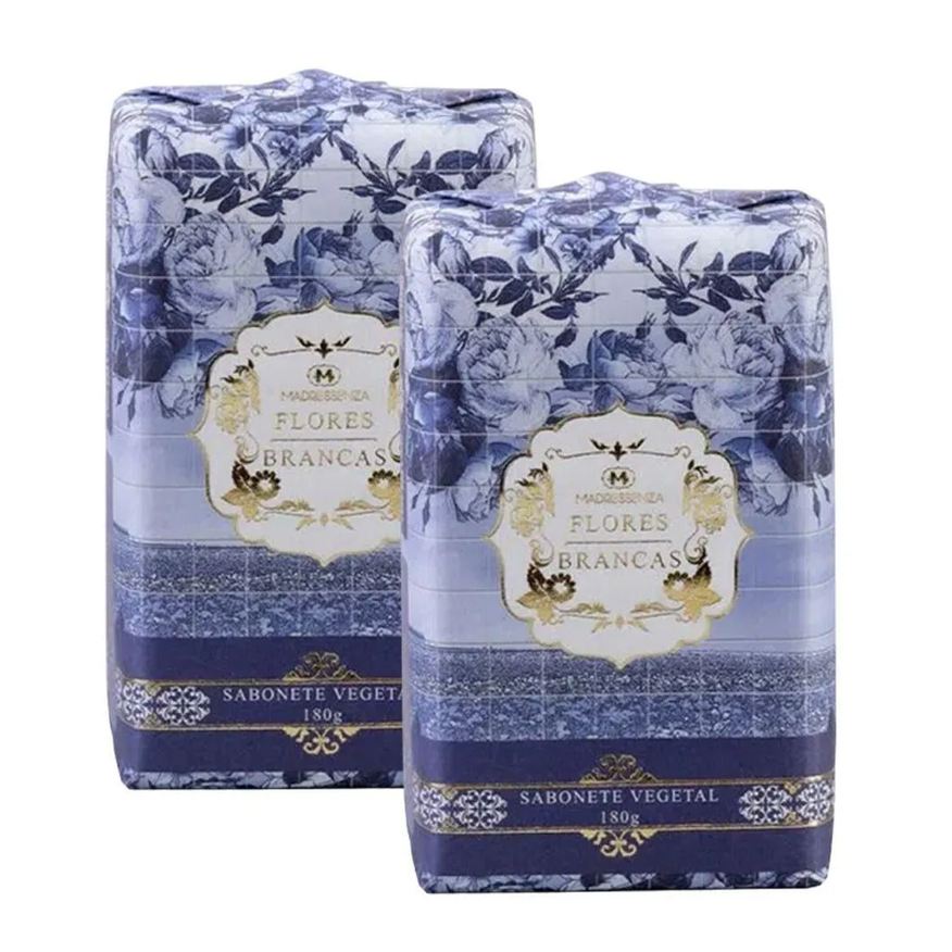 Madressenza Kit 2 Sabonetes em Barra Flores Brancas 180g