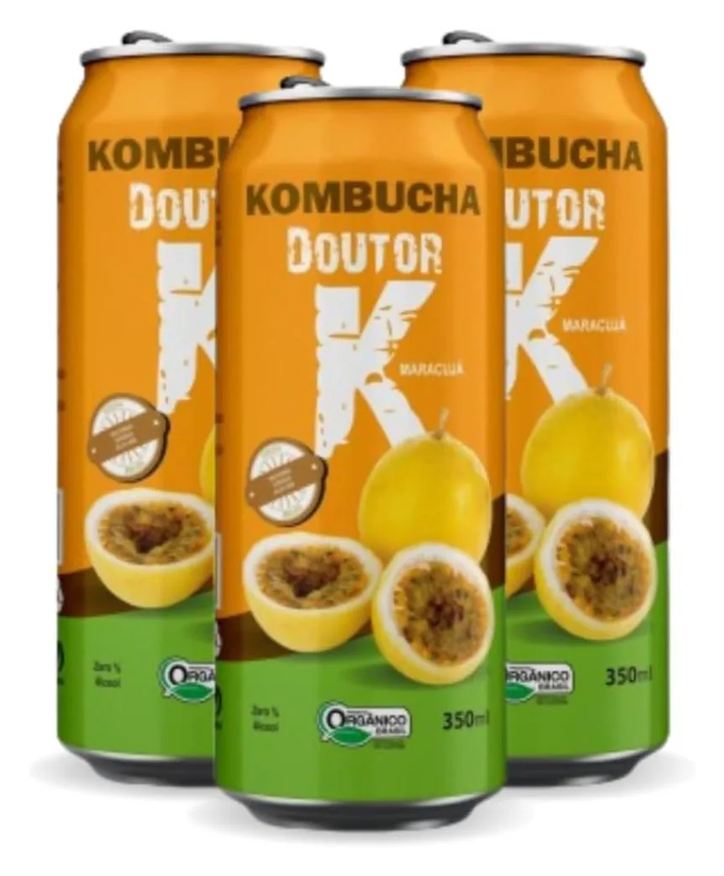 Nataly Kit com 03 - Kombucha Orgânica Sabor Maracujá 350ml Drk