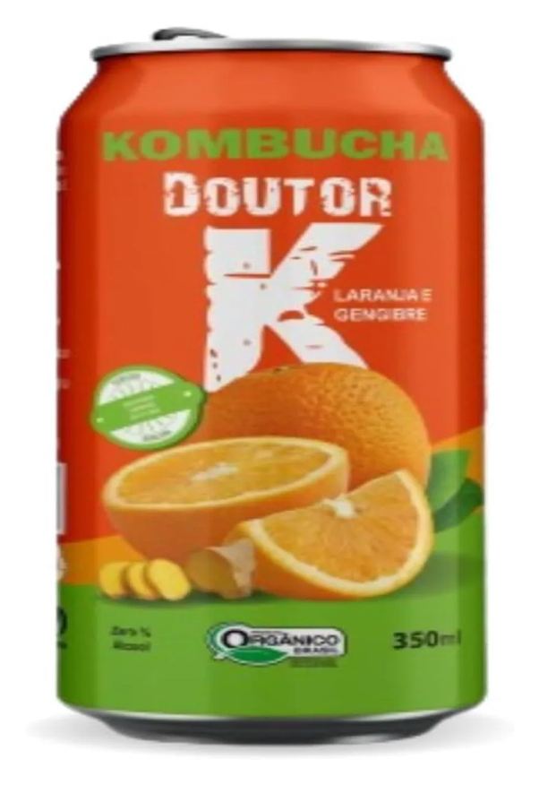 Kombucha Doutor K Kombucha Orgânica Sabor Laranja e Gengibre 350ml Drk