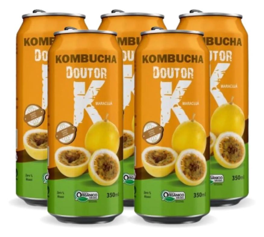 Kombucha Doutor K Kit com 05 - Kombucha Orgânica Sabor Maracujá 350ml Drk