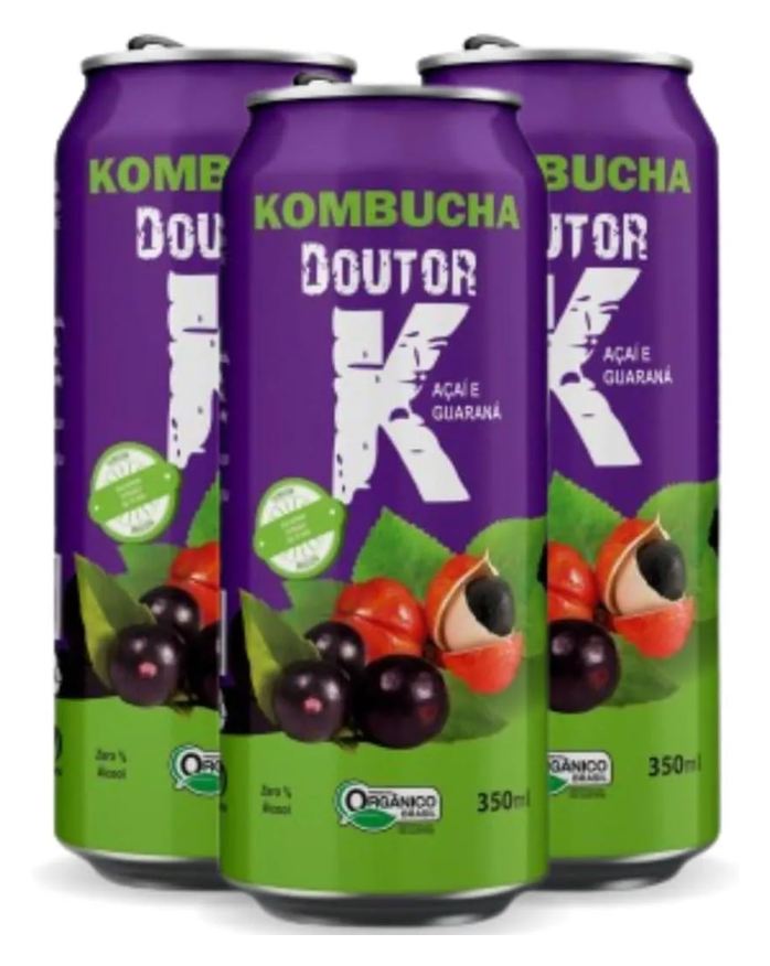 Kombucha Doutor K Kit com 03 -kombucha Orgânica Sabor Açaí e Guaraná 350ml Drk